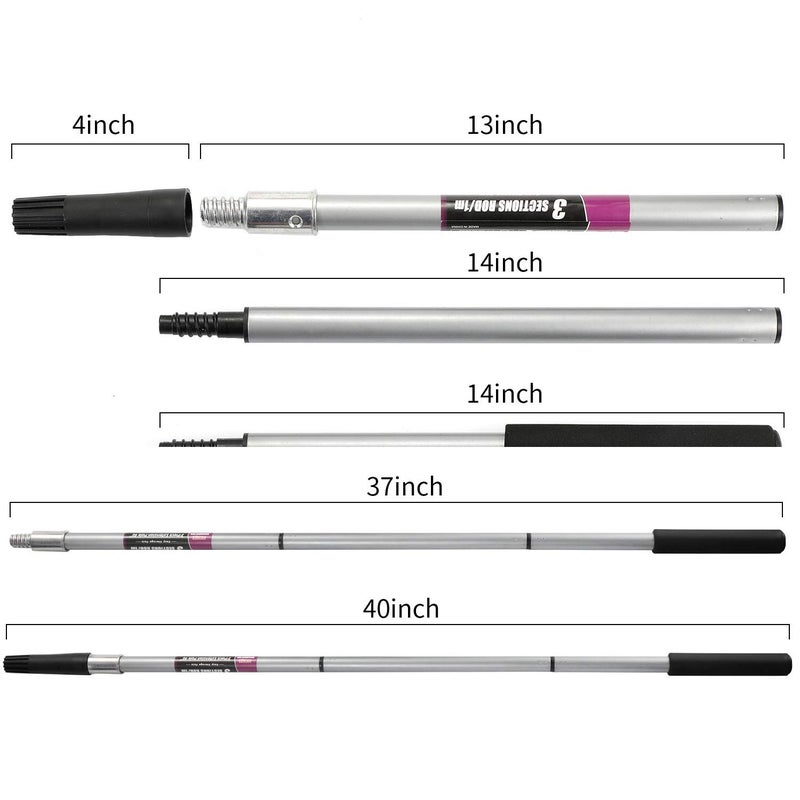 KUPOO Extension Pole,3 Piece Extension Pole Set, Extension Pole for Paint Rollers,Paint Roller Brush Extension Handle, Threaded Pole, Telescoping Paint Roller Pole Extends to 42 inch - Image 2